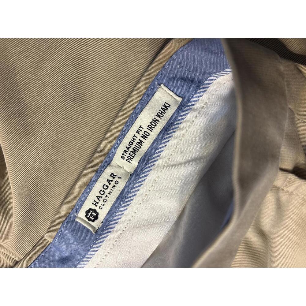 Haggar Straight Fit Premium No Iron Khaki Pants 34 x 30 Men's Dress - Picture 3 of 4